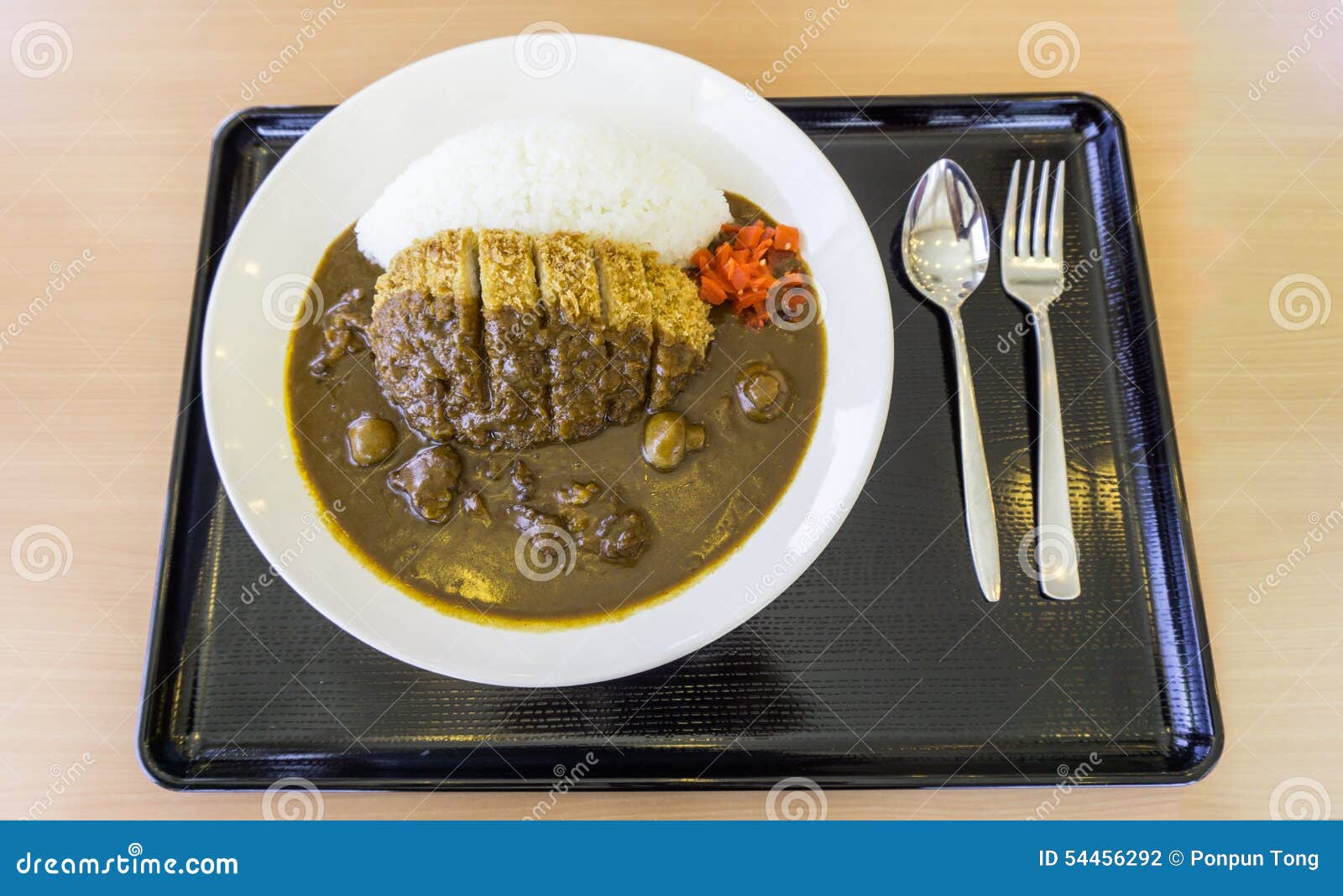 Deepfried Pork Cutlet Curry with Rice Stock Photo Image of pork
