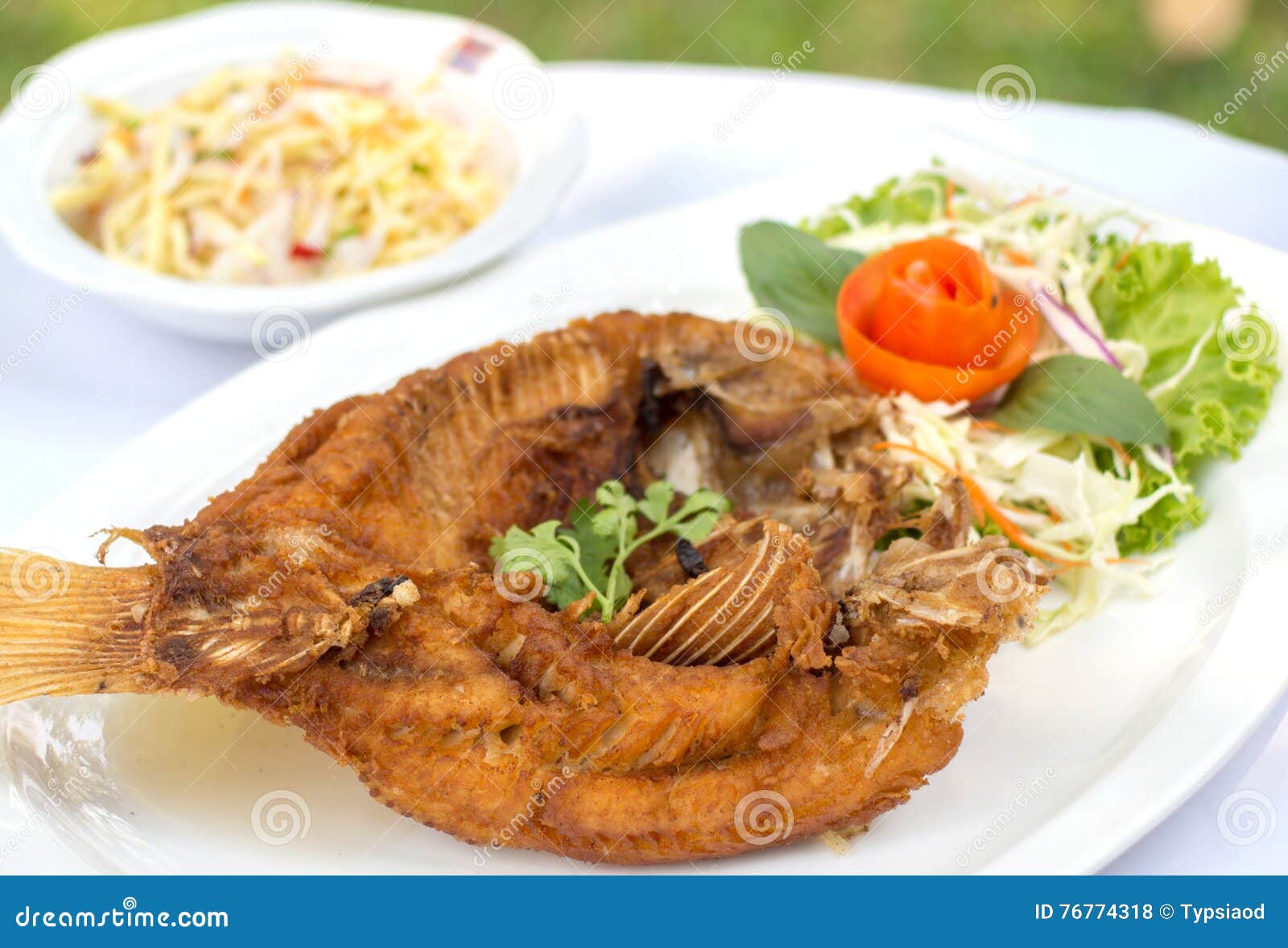 Deep Fried Red Tilapia with Fish Sauce. Stock Photo Image of cuisine, chinese 76774318