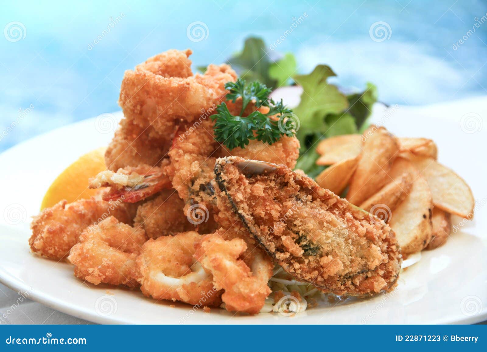Deep fried seafood stock image. Image of gourmet, nuggets 22871223