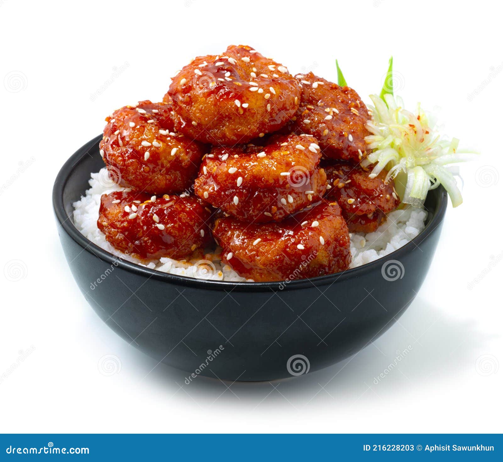 Deep Fried Shrimps Korean Bbq Kochujang Sauce with Sesame Ontop Rice ...