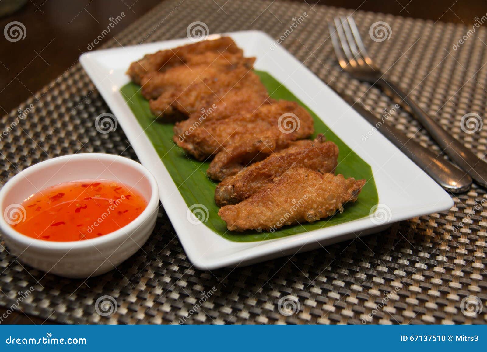 Deep Fried Spicy Chicken Wing with Chili Sauce Stock Photo Image of