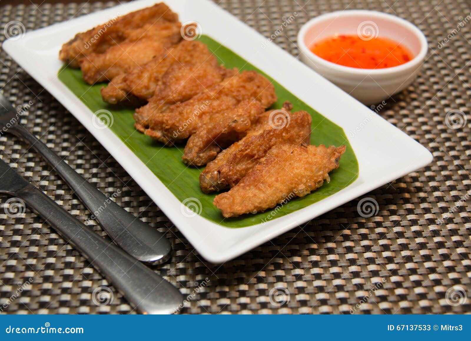 Deep Fried Spicy Chicken Wing with Chili Sauce Stock Image Image of