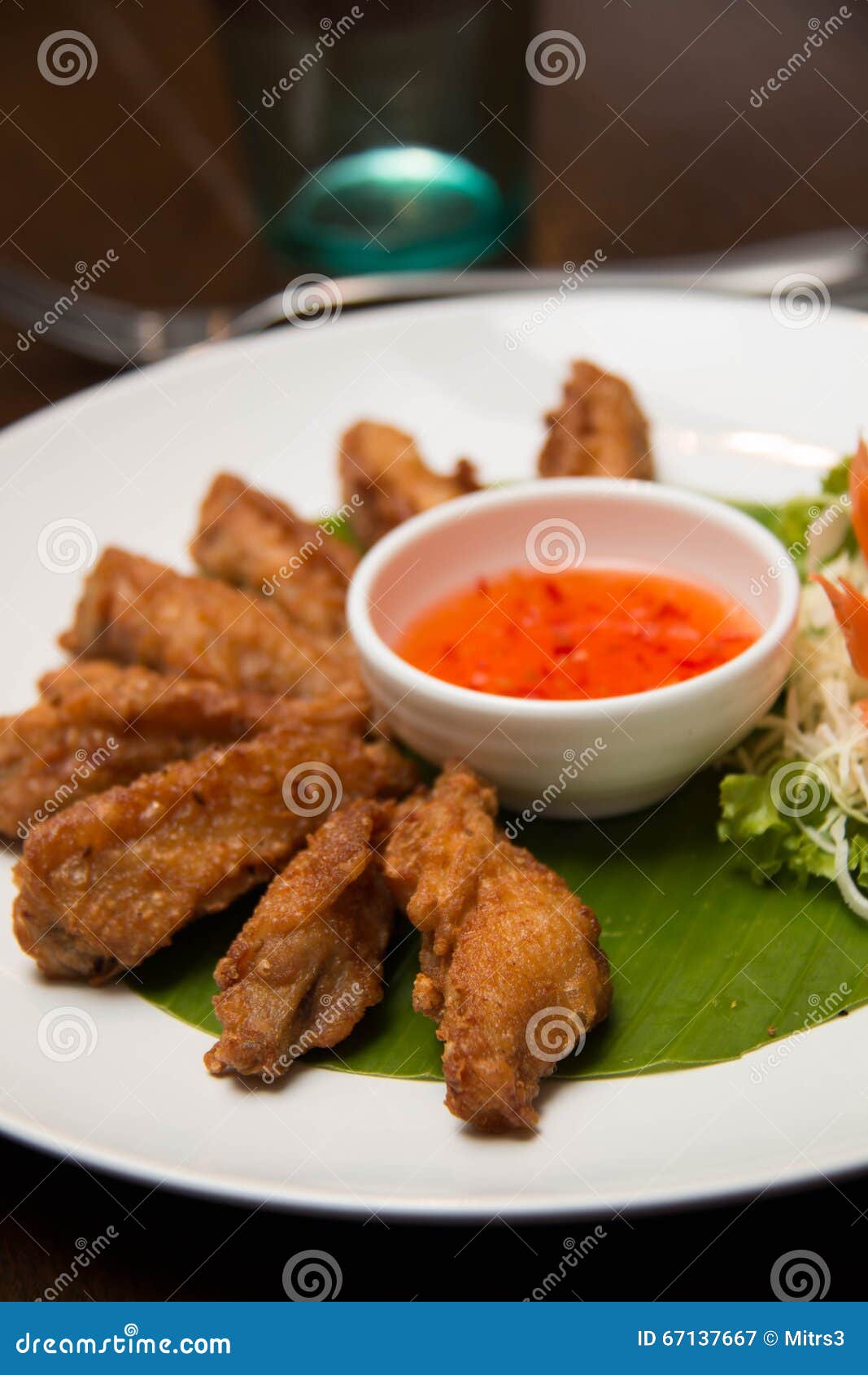 Deep Fried Spicy Chicken Wing with Chili Sauce Stock Image Image of