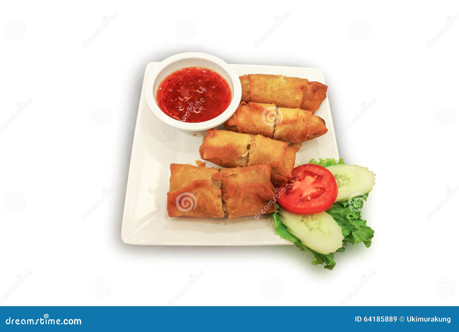 Deep Fried Spring Roll with Sweet Chili Dip Sauce Stock Image Image