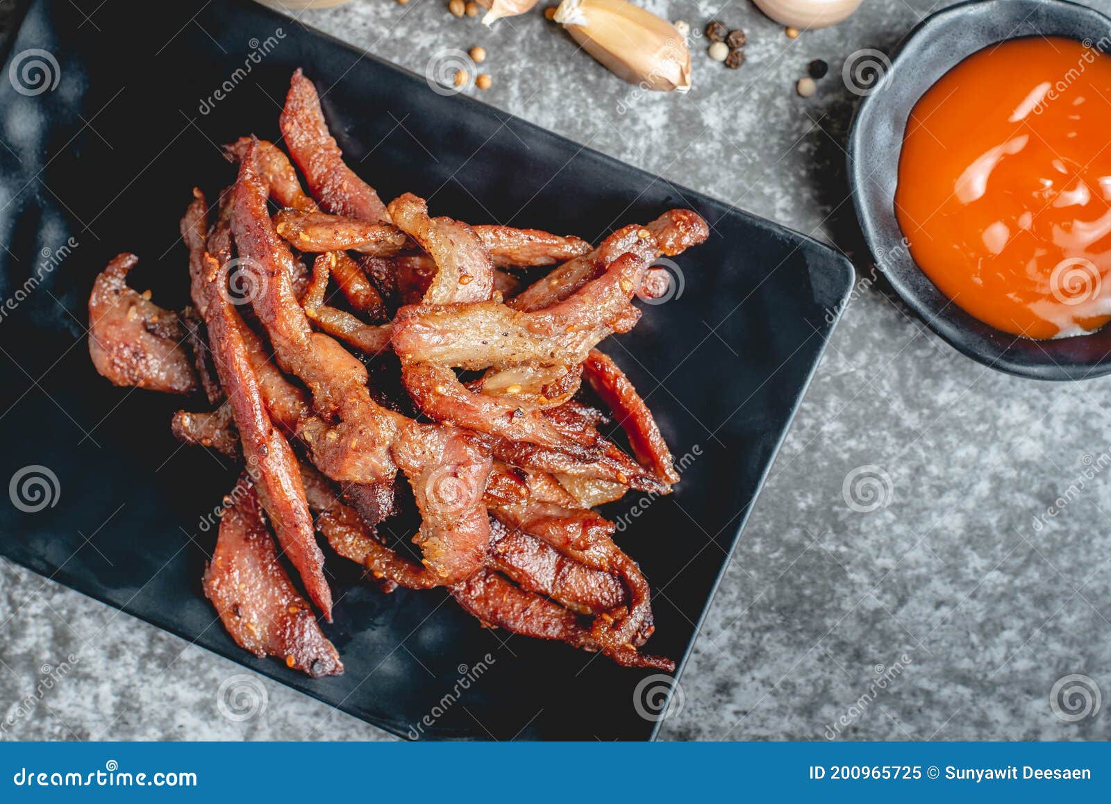 Deep Fried Sundried Pork (Moo Dad Deaw), Thai Food Stock Image Image