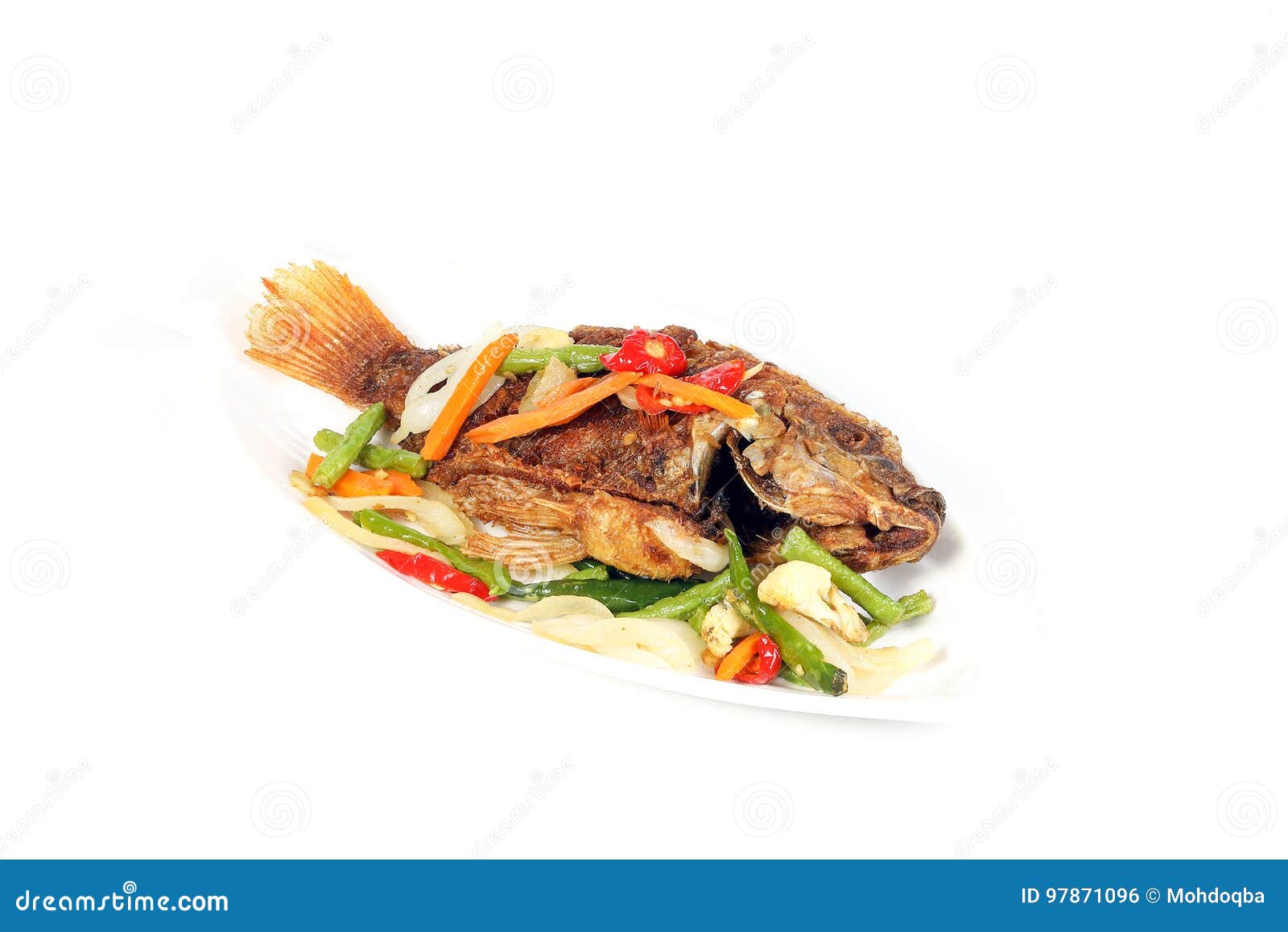 Deep fried tilapia fish stock photo. Image of plate, crispy 97871096
