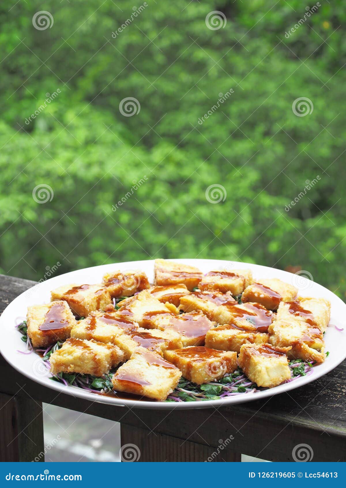 Deep fried tofu stock image. Image of fried, tofu, green - 126219605