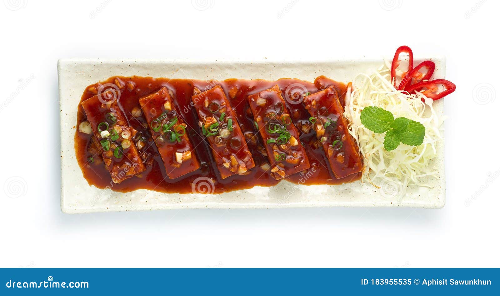 Deep Fried Tofu with Sweet Chili Sauce Tasty Korean Stock Image - Image
