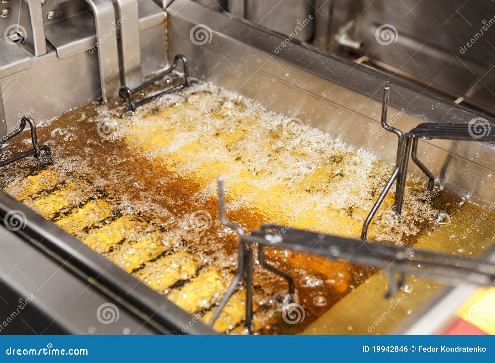 Deep Fryers With Boiling Oil On Kitchen Stock Photo - Download