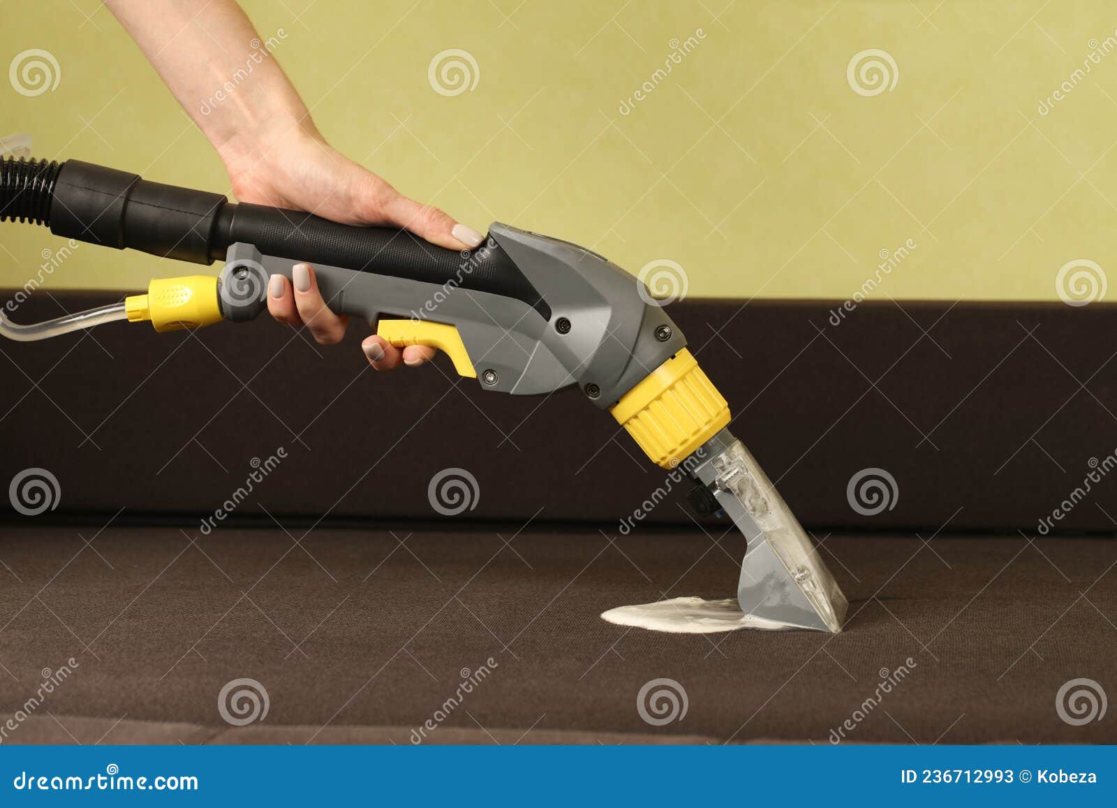 Deep Professional Cleaning of Sofa with Vaccum Cleaner Stock Image