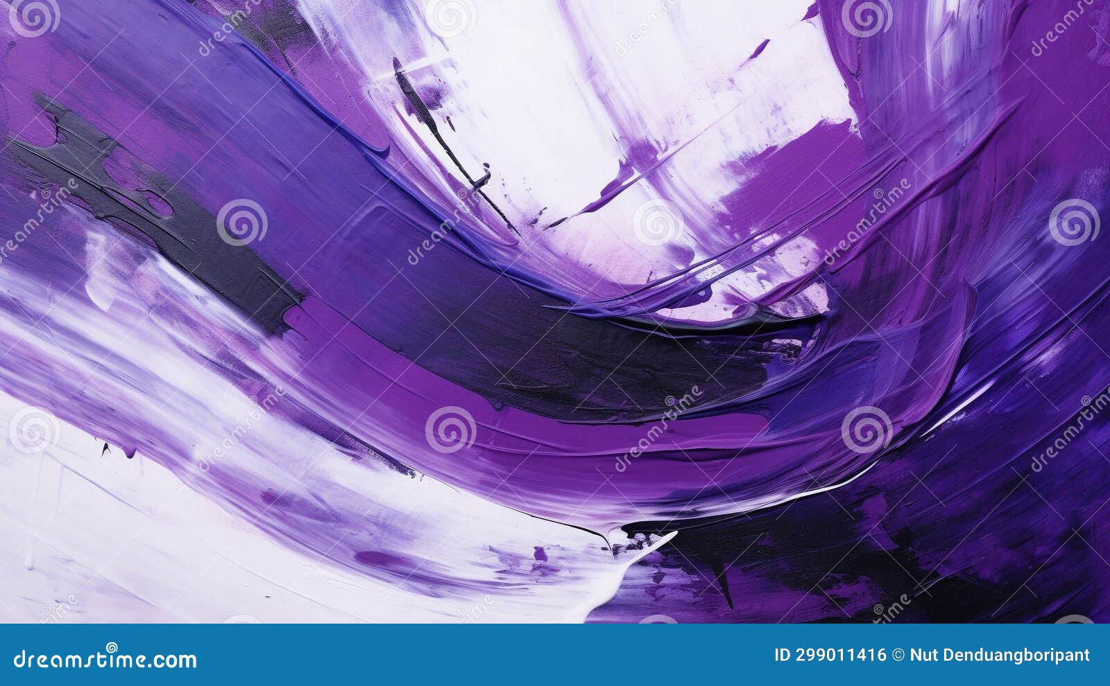 Deep Purple and Silver Abstract Brush Strokes Expressive Art Stock