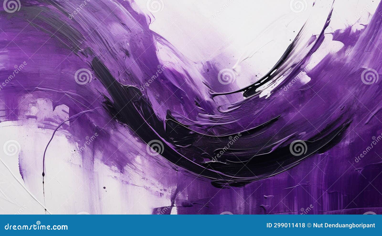 Deep Purple and Silver Abstract Brush Strokes Expressive Art Stock