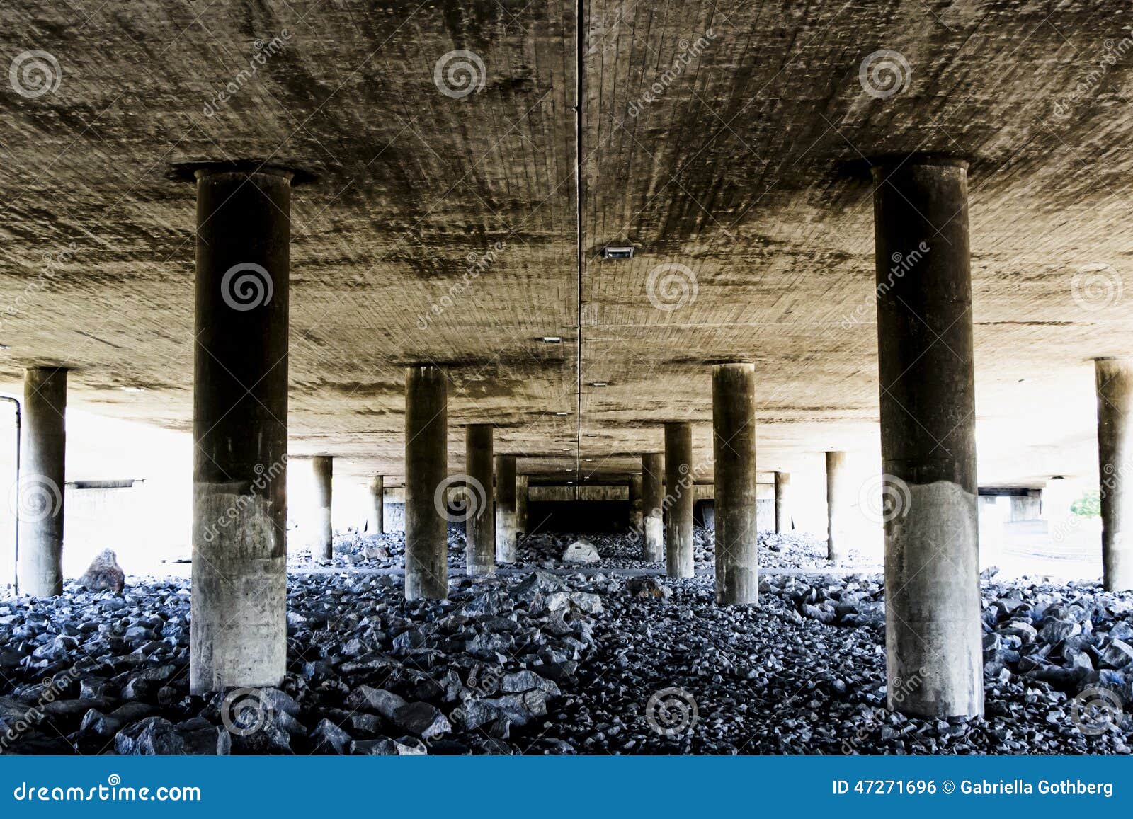 deep and rough perspective from under a concrete bridge