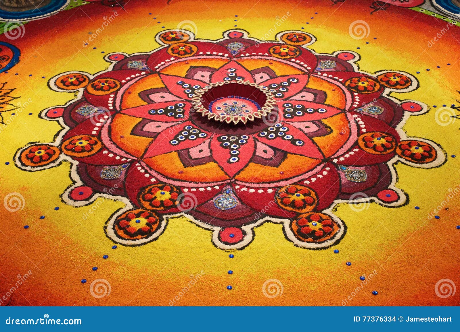 Deepak with Colourful Rangoli Stock Photo - Image of deepavali, festive:  77376334