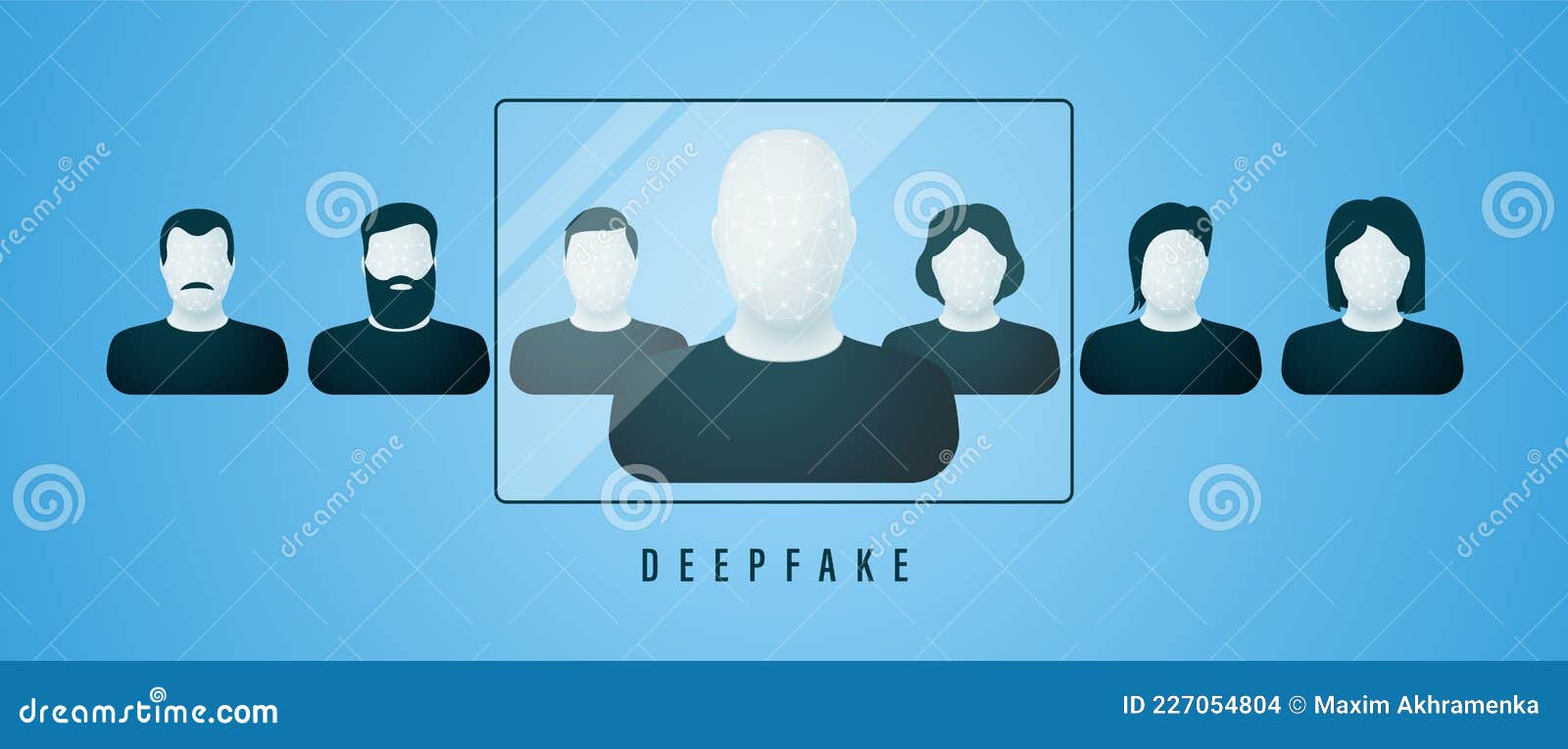 deepfake concept. face change using artificial neural networks.
