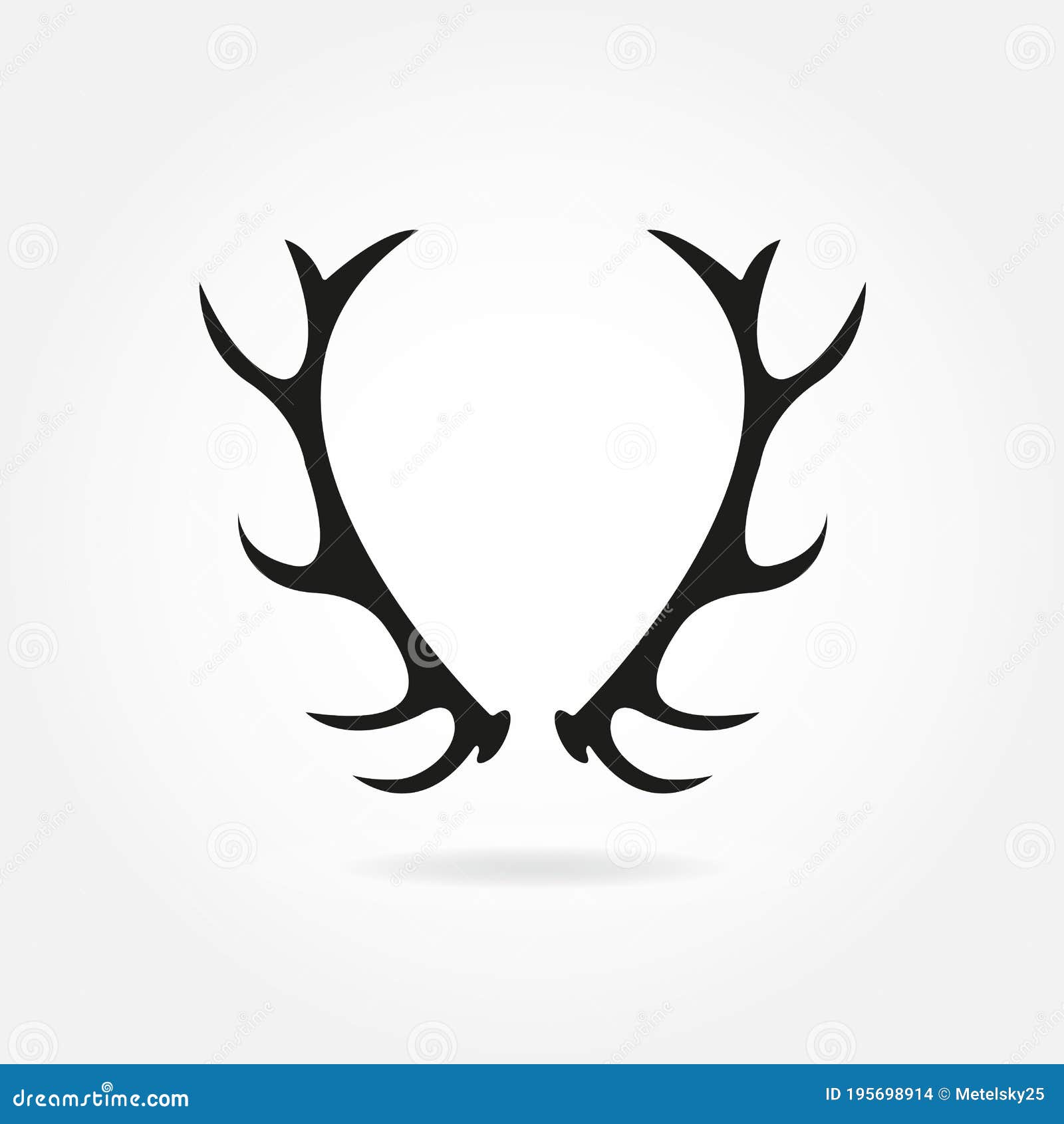 deer antlers. horns icon. black silhouette of antlers in retro style.  