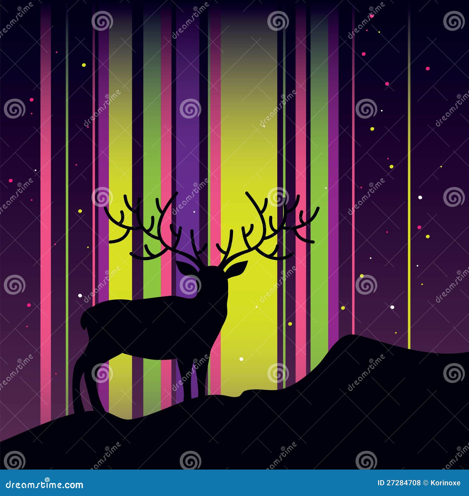 Deer and aurora stock vector. Illustration of backdrop 27284708