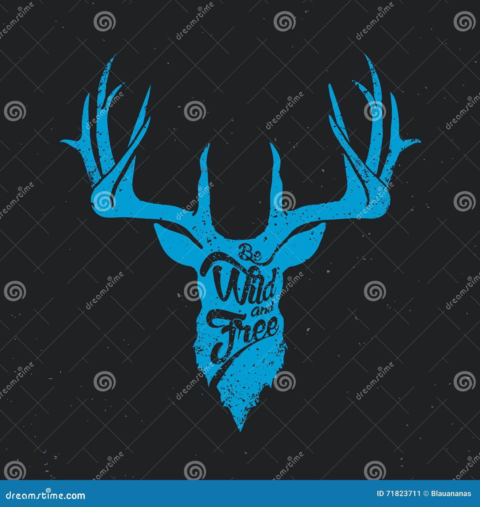 deer be wild and free invert blue