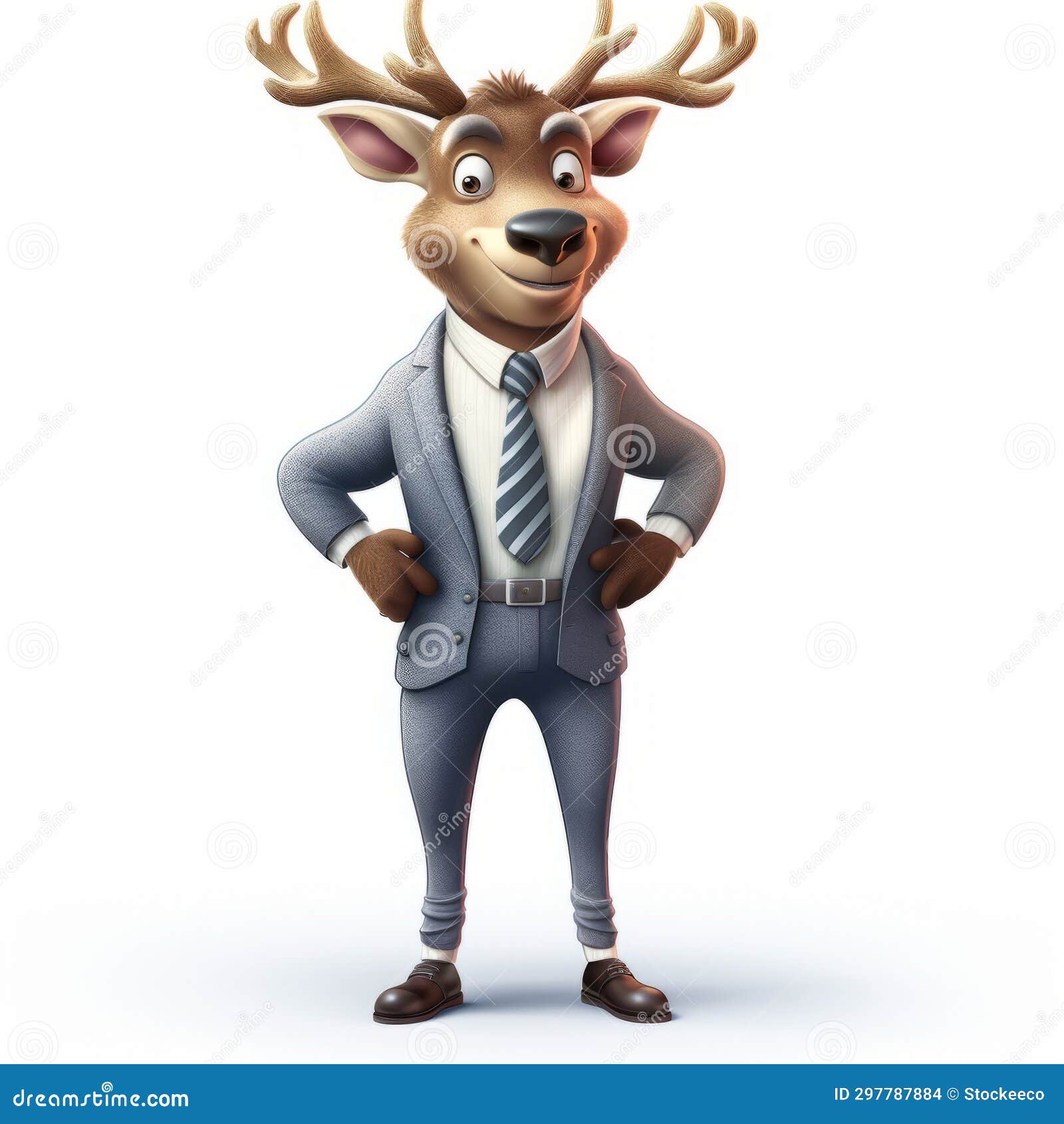 cute 3d animated cartoon deer in business suit