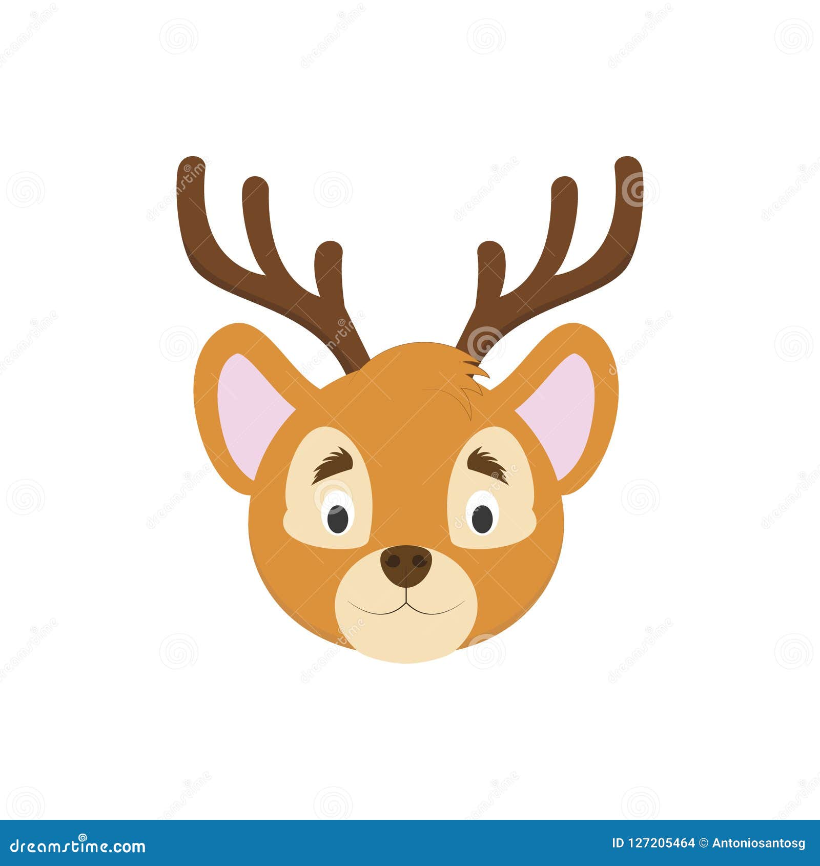 Deer Face In Cartoon Style For Children. Stock Vector
