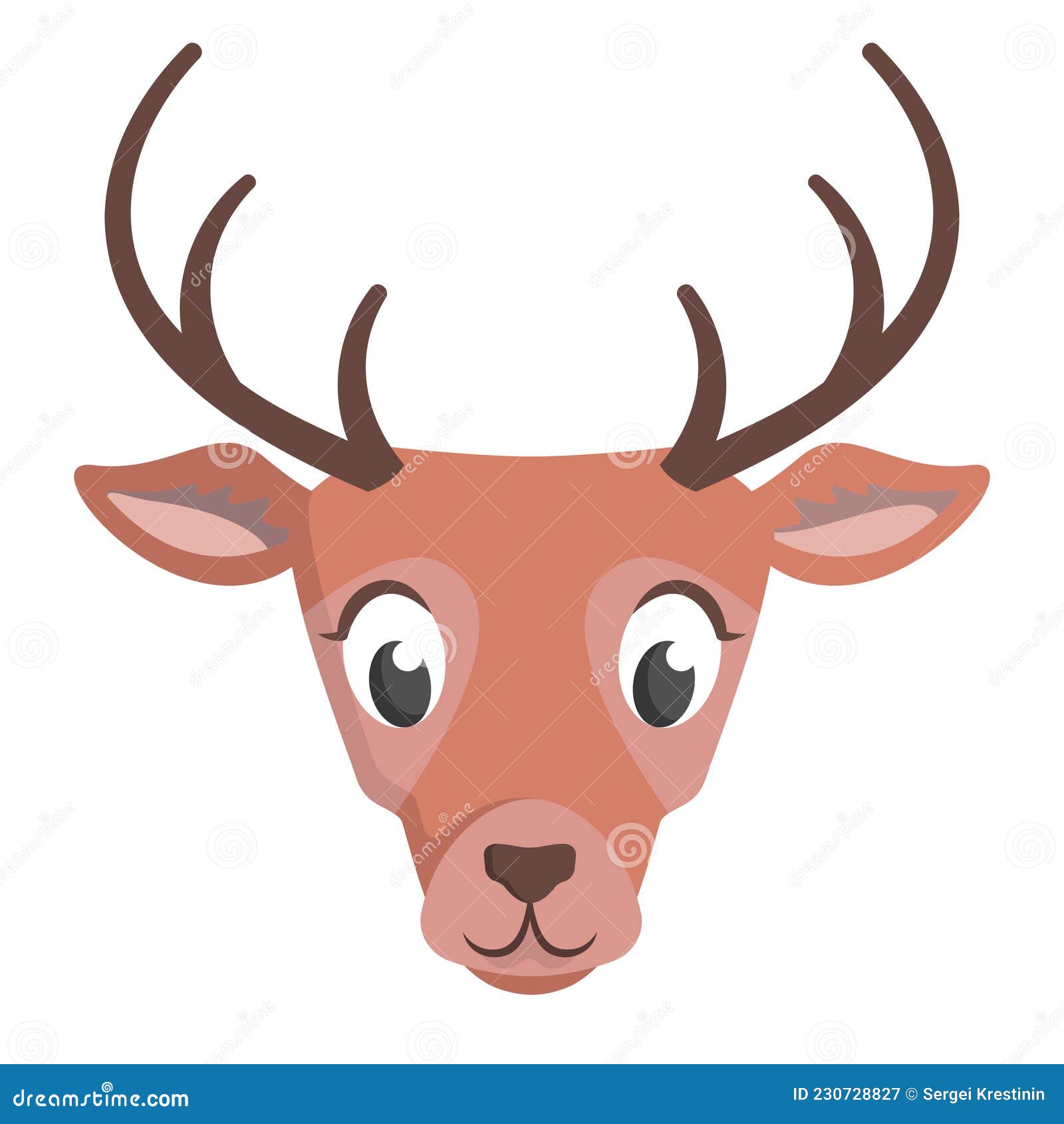 Deer face front view. stock vector. Illustration of forest - 230728827