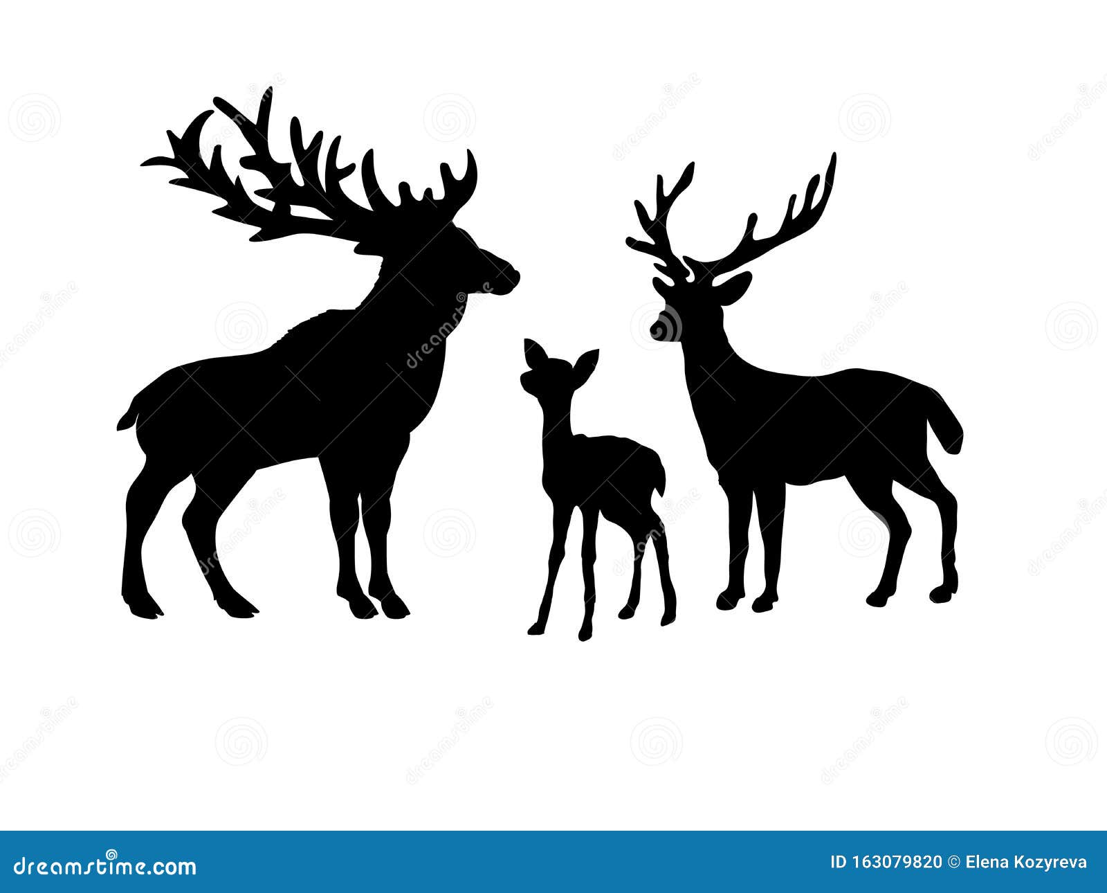 Download Deer Family. Silhouettes Of Animals Stock Vector ...