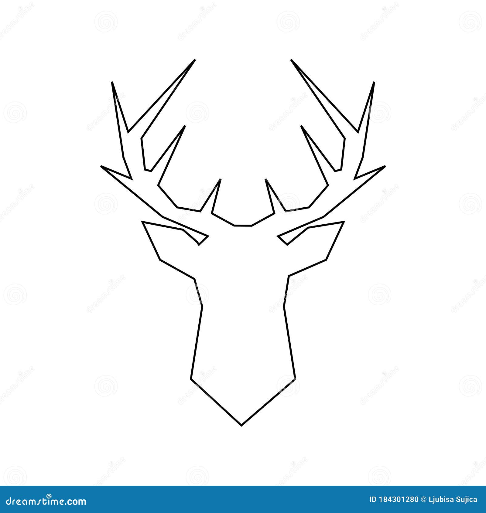 Hand drawn deer horns isolated on white background
