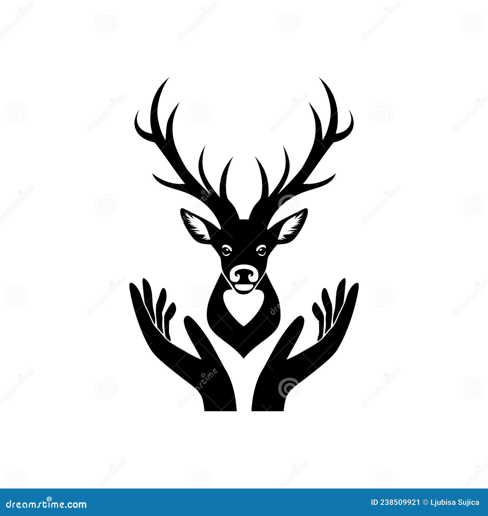 deer head logo with hand concept  on white background