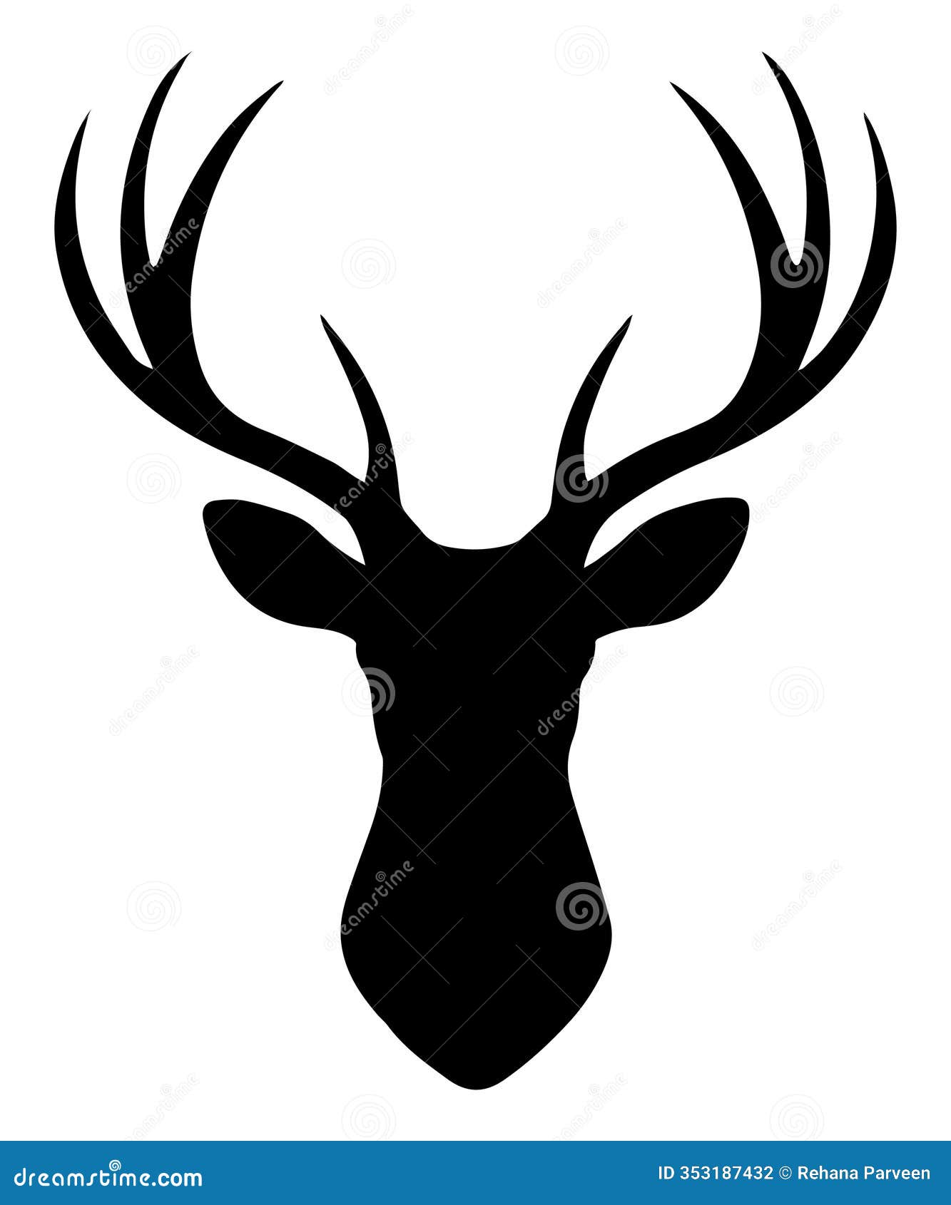 deer head silhuoette  in white backgroud