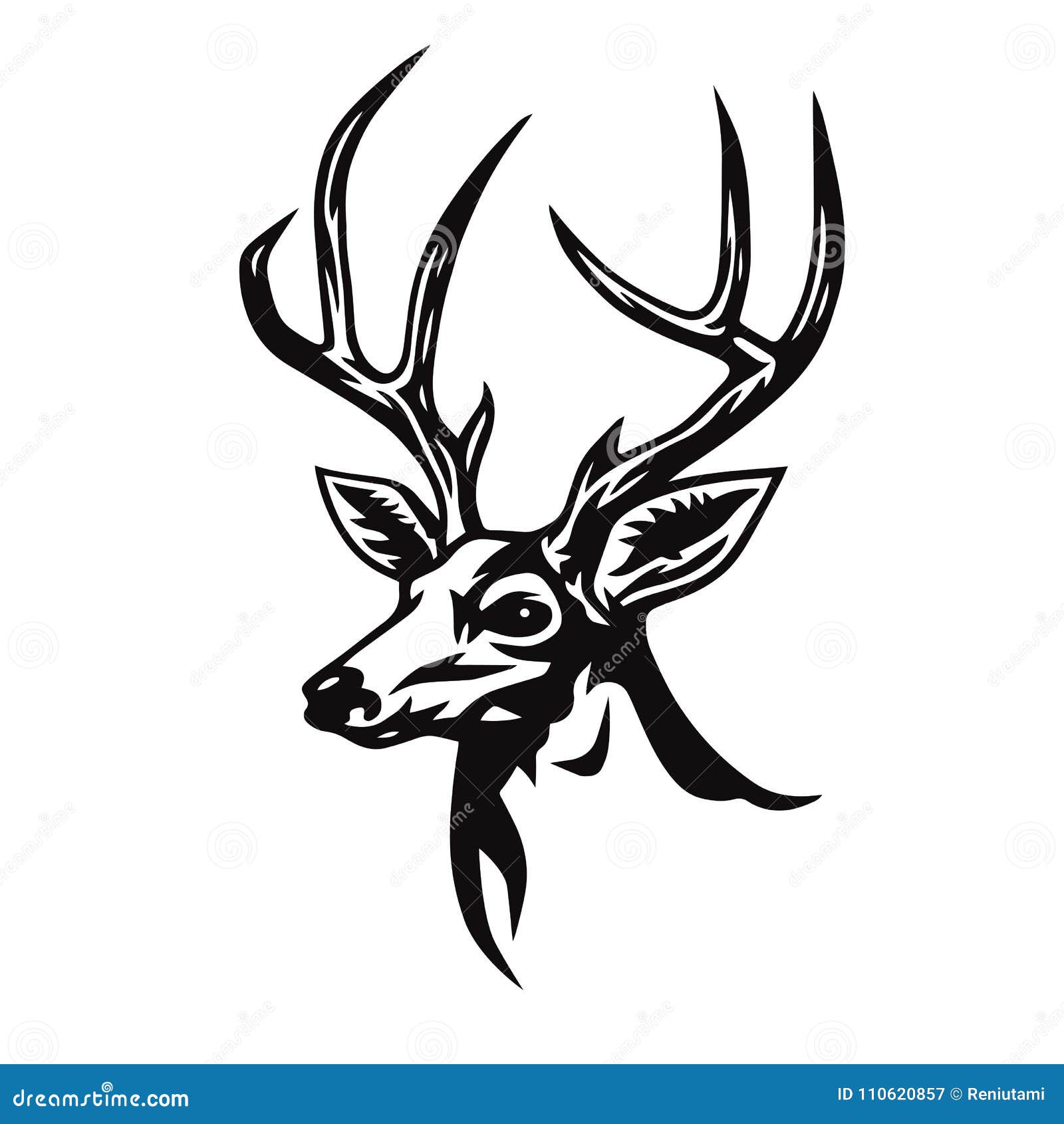 deer head stylized drawing. logo template  