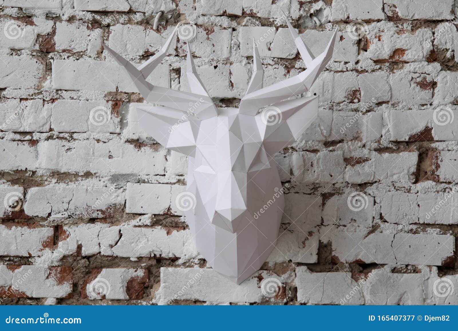 Deer Head Wall Mount, Paper White Stock Image - Image of bambi, buck