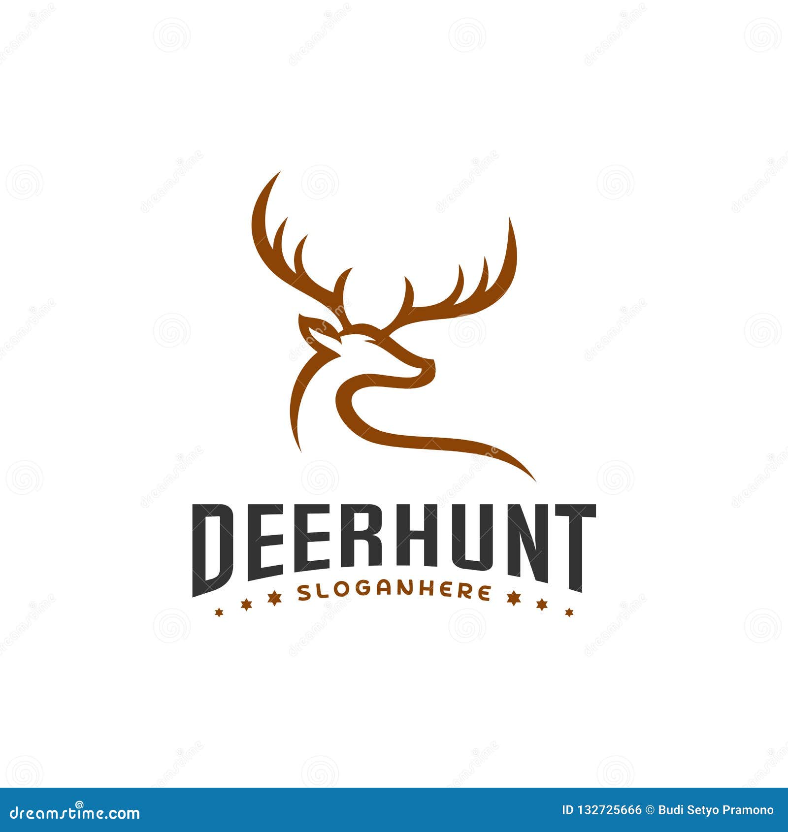 Deer Hunt Logo Template, Elegant Deer Head Logo Designs Vector Stock