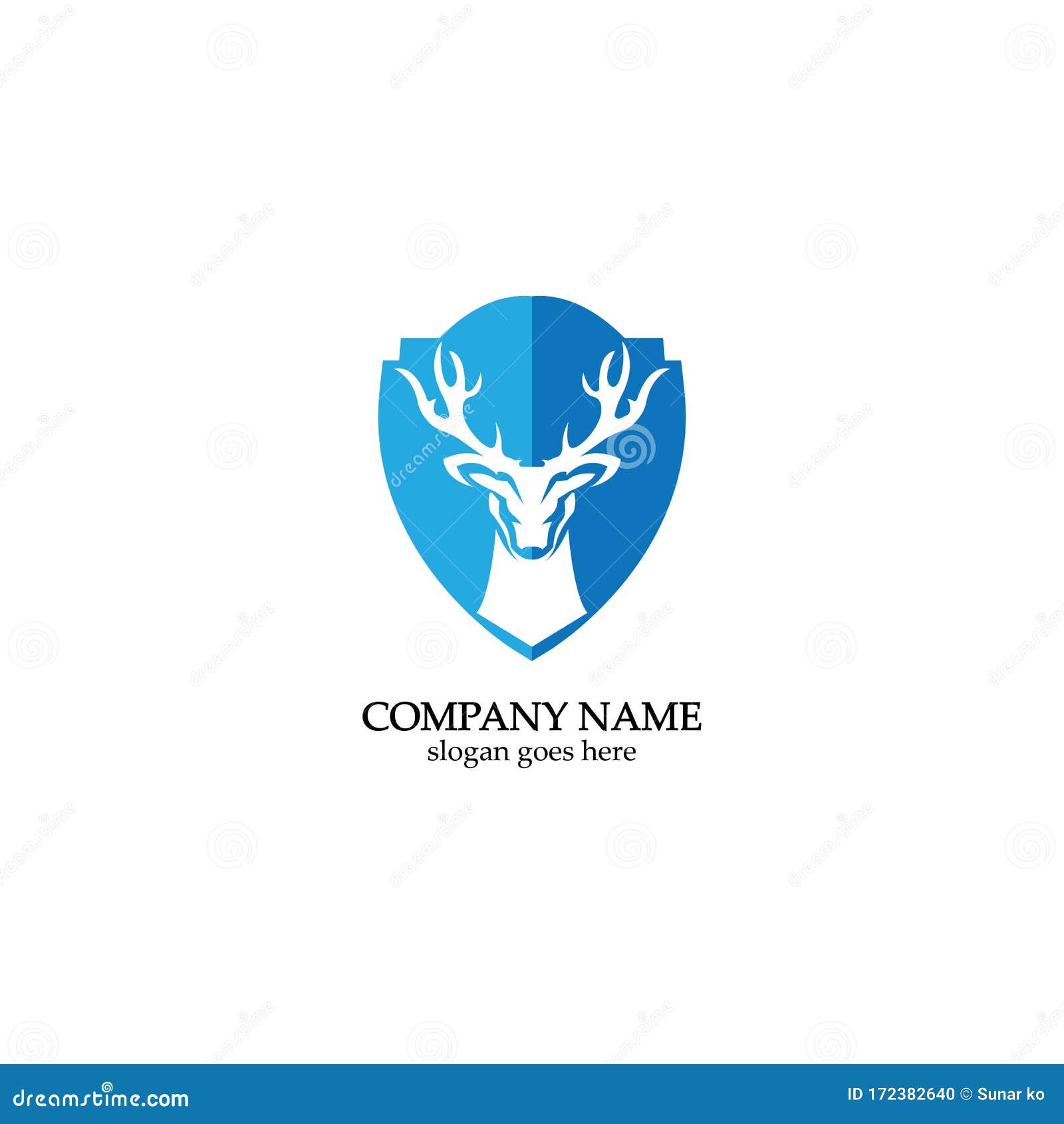 deer hunter with shield logo , wild animal , head deer 