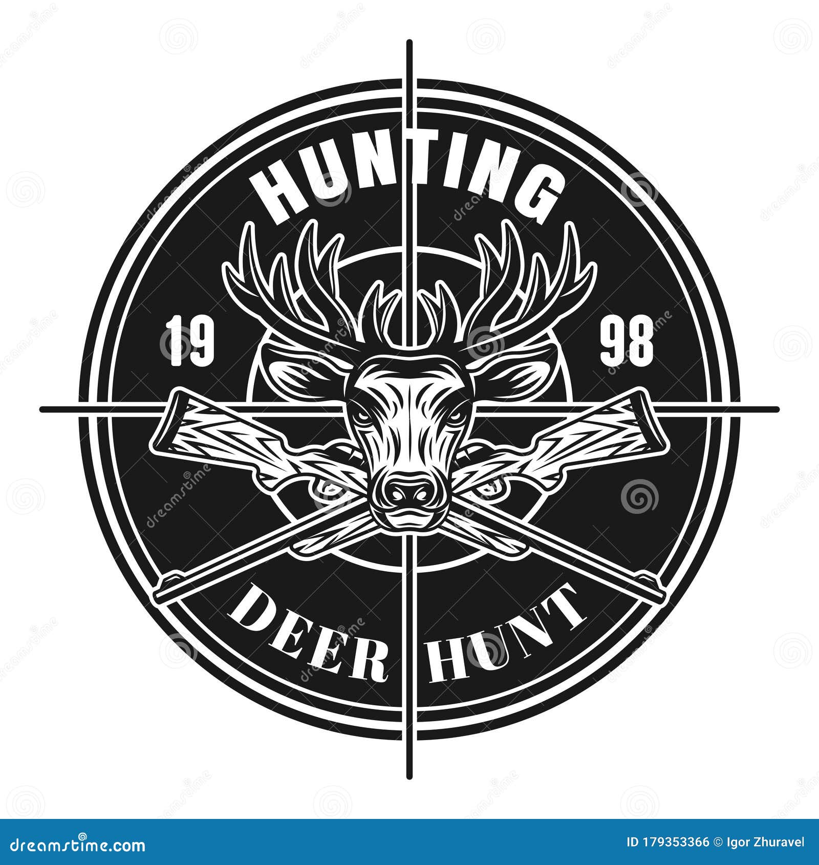 Deer Hunting Vector Isolated Round Vintage Emblem Stock Vector