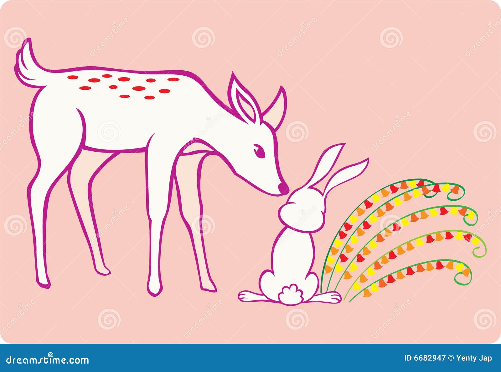 Deer and Rabbit stock vector. Illustration of card, clip 6682947