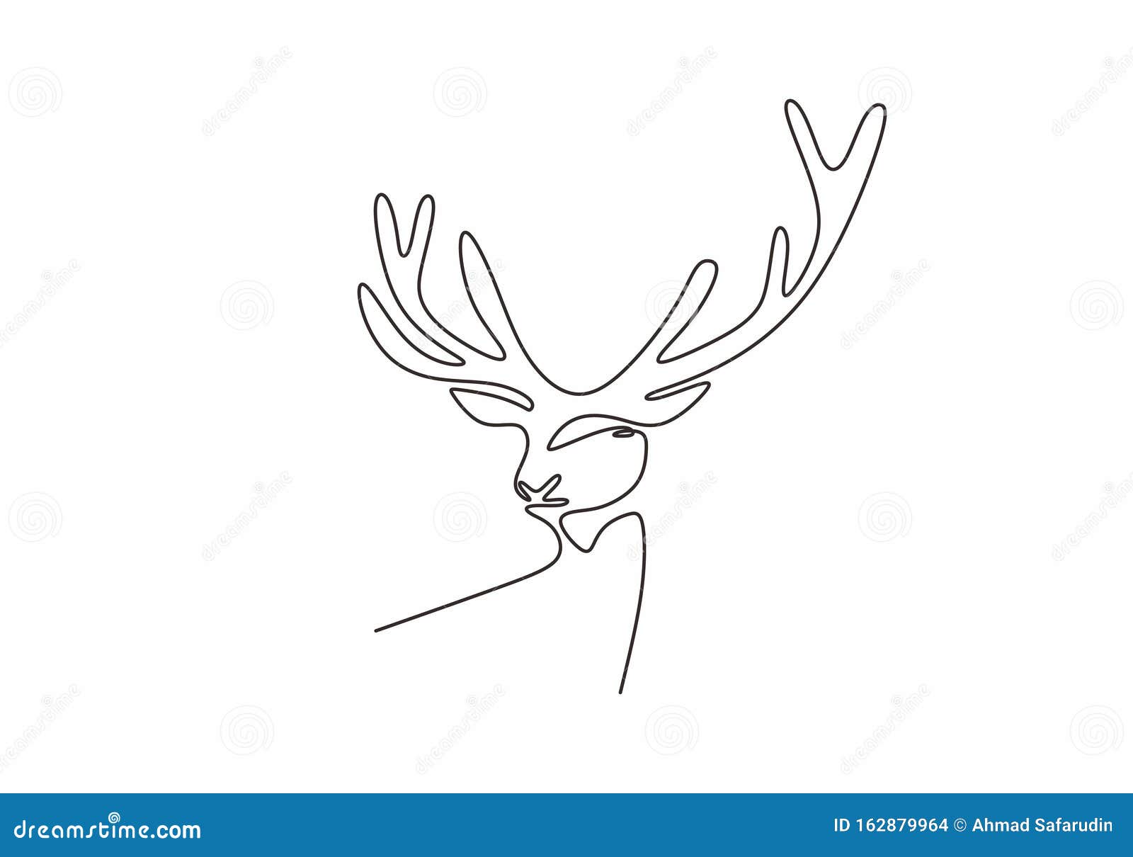 deer or reindeer head continuous one line drawing minimalist     on white background. editable