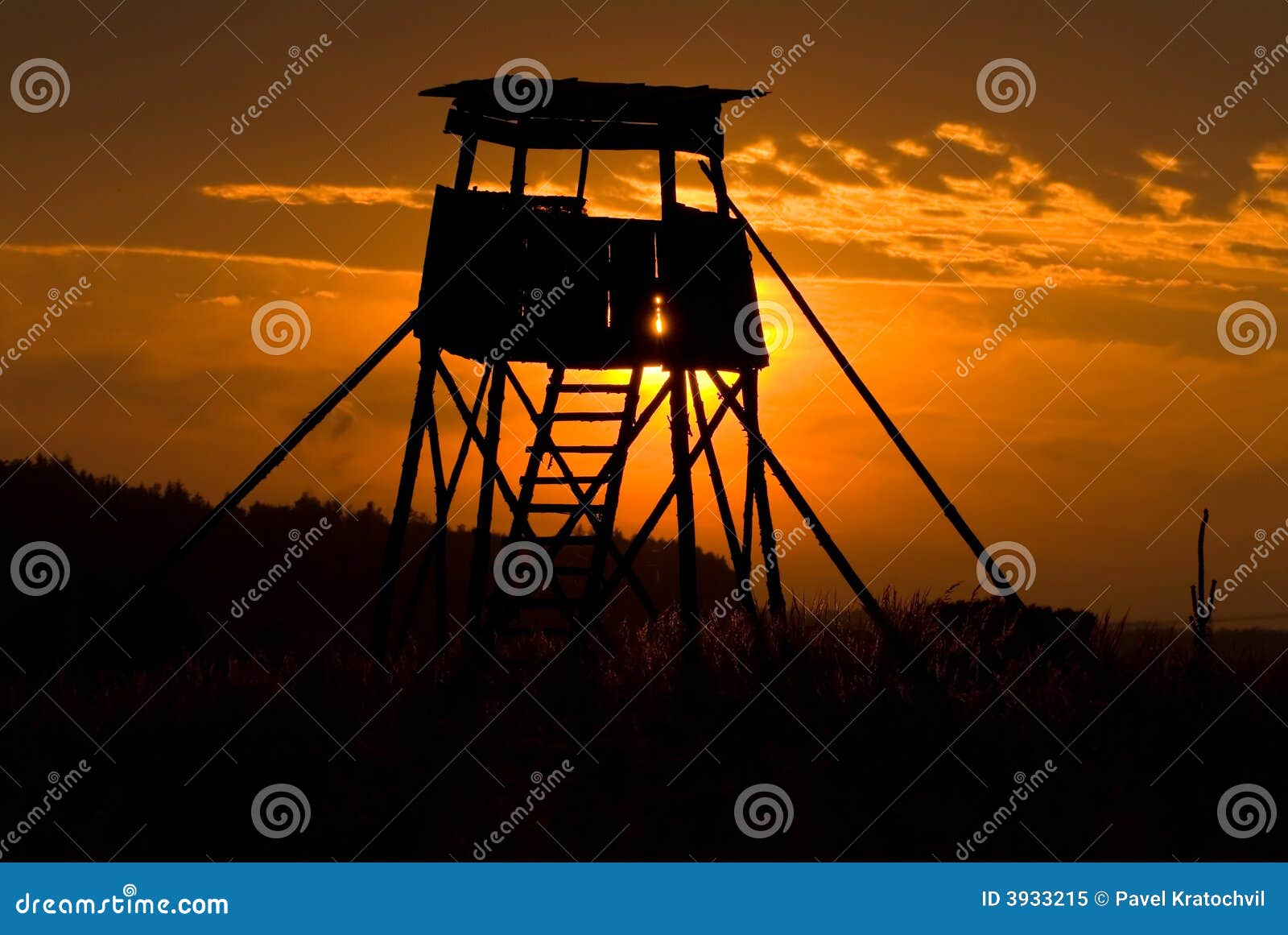 Deerstand stock image. Image of landscape, black, clouds 3933215