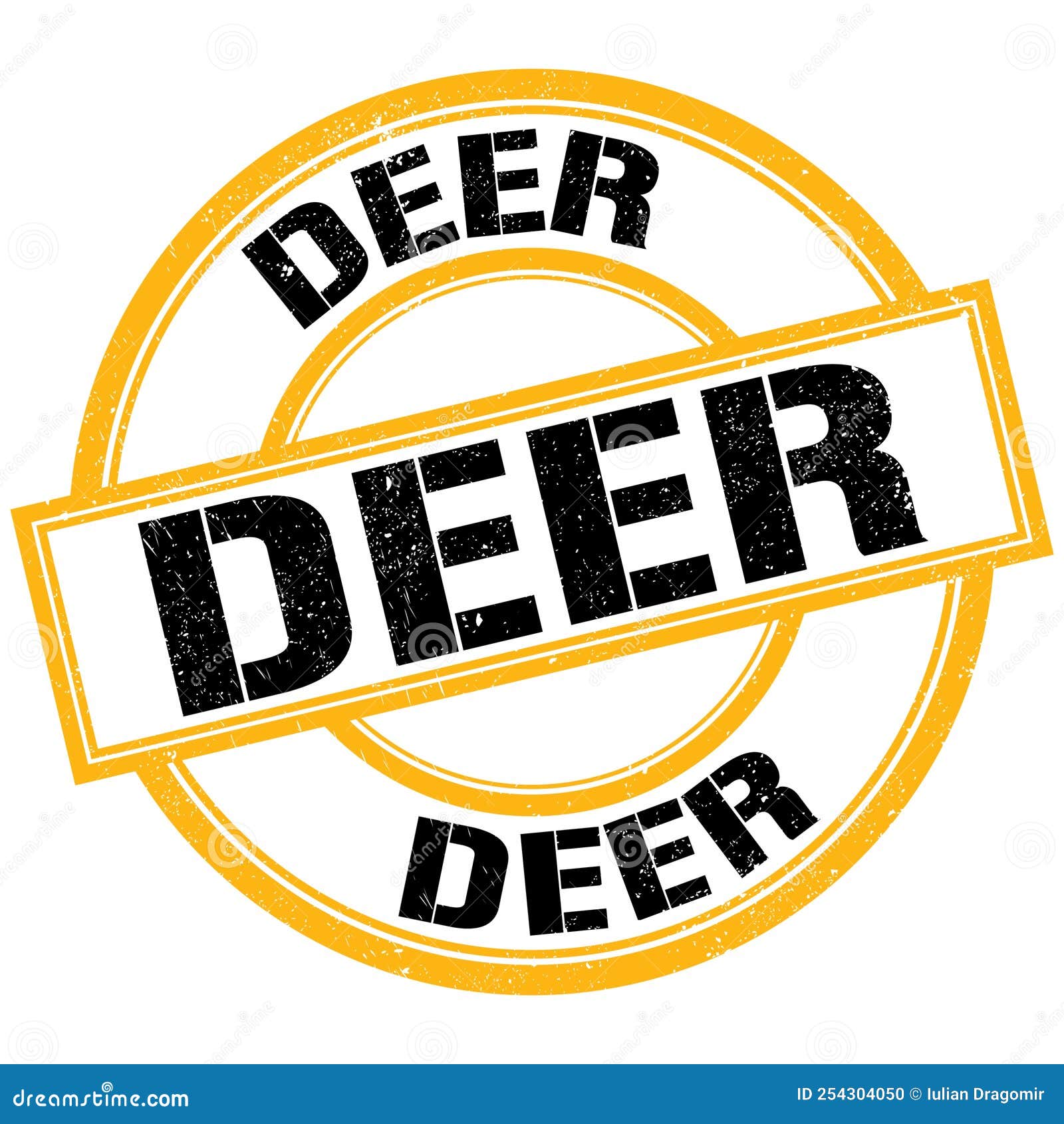DEER Text on Yellowblack Round Stamp Sign Stock Illustration
