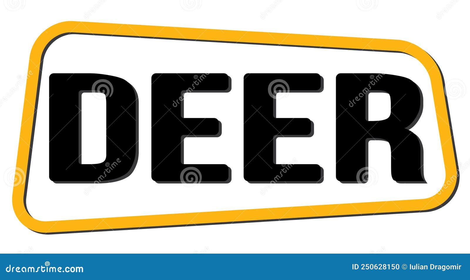 DEER Text on Yellowblack Trapeze Stamp Sign Stock Illustration