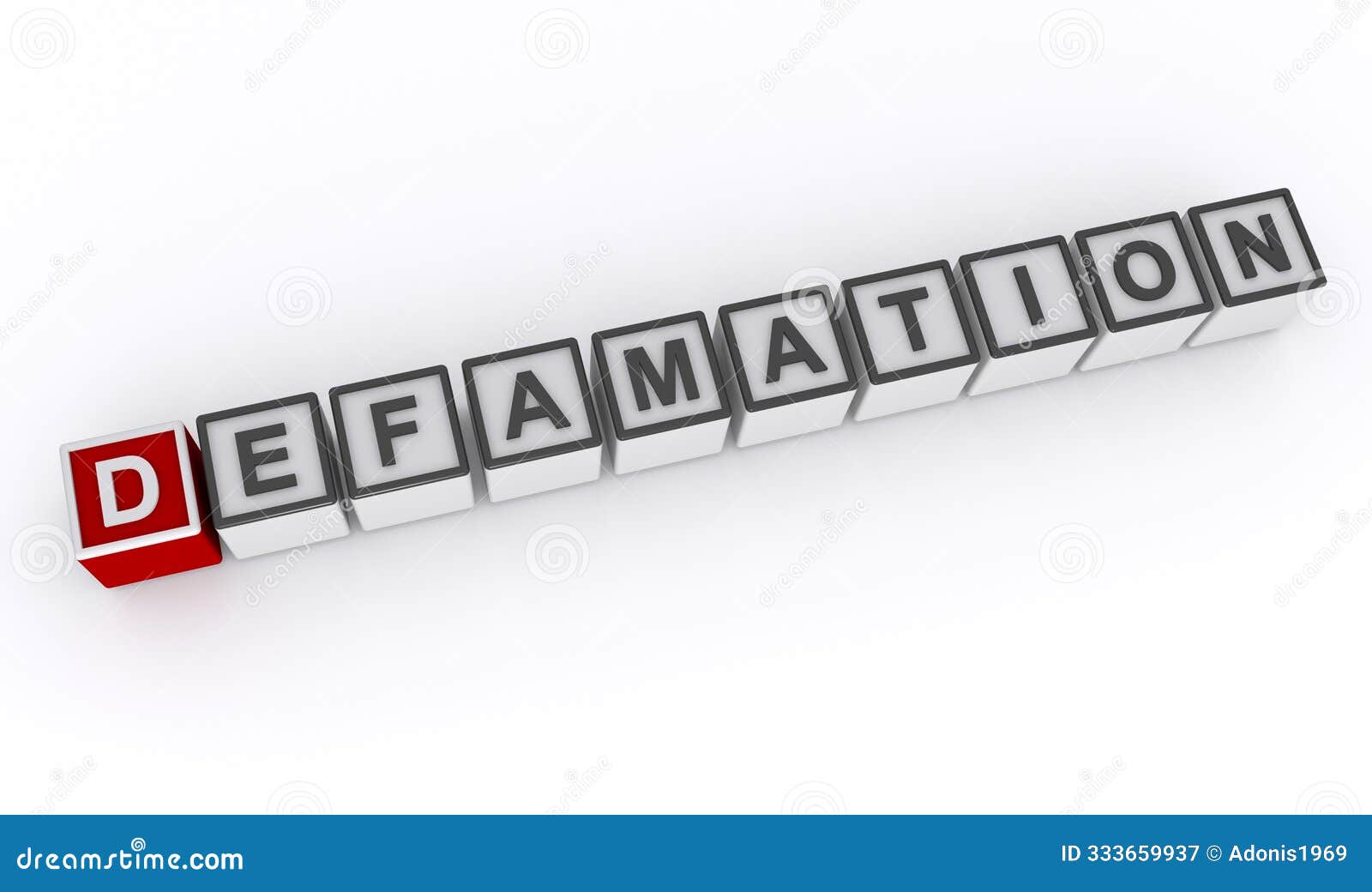 defamation word block on white