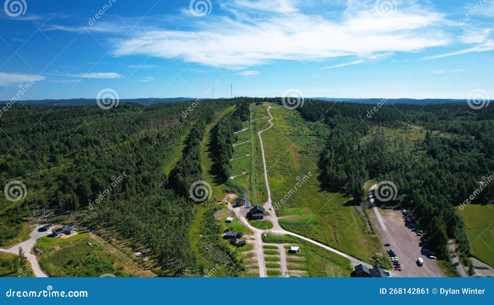 high angle view of a bobsled roller coaster toboggan run in summer rattvik sweden.
