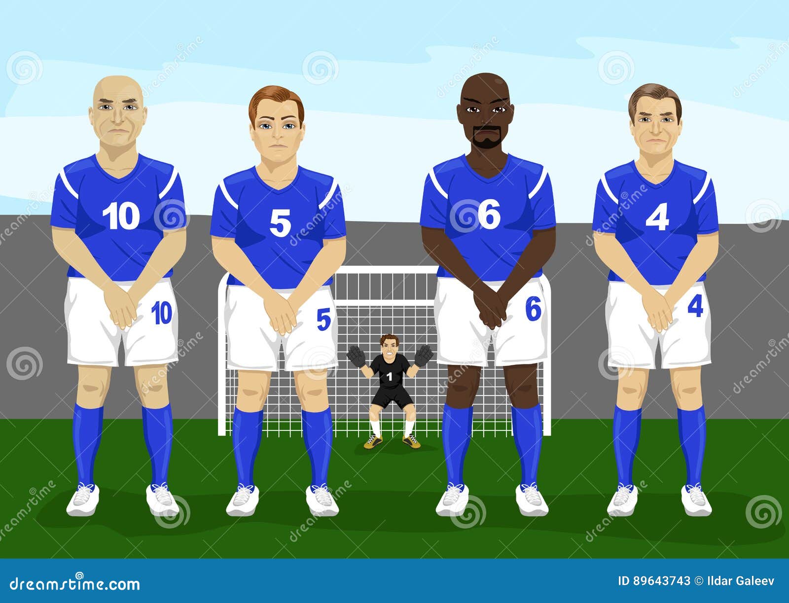 Defensive Soccer Wall. Free Kick in Shooting Range Setting Up Wall