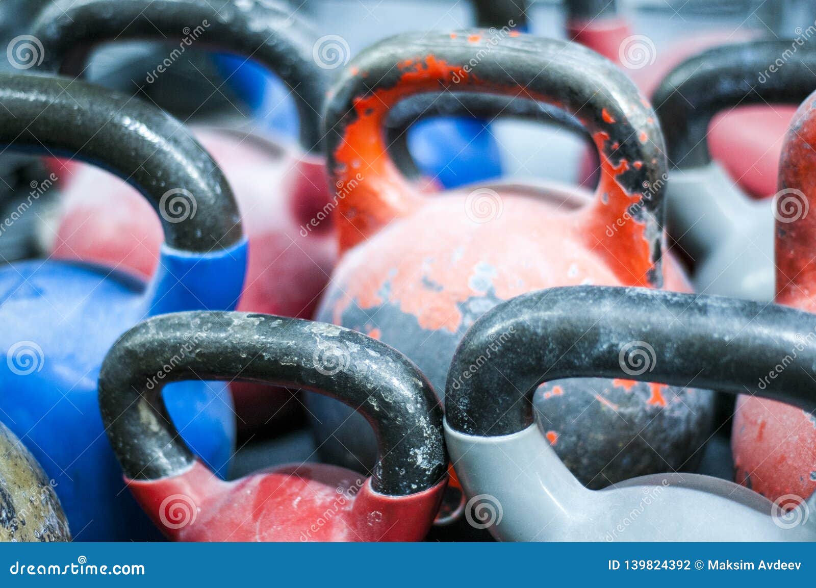 Deferent Weights in Fitness Center. Stock Photo - Image of hobby ...