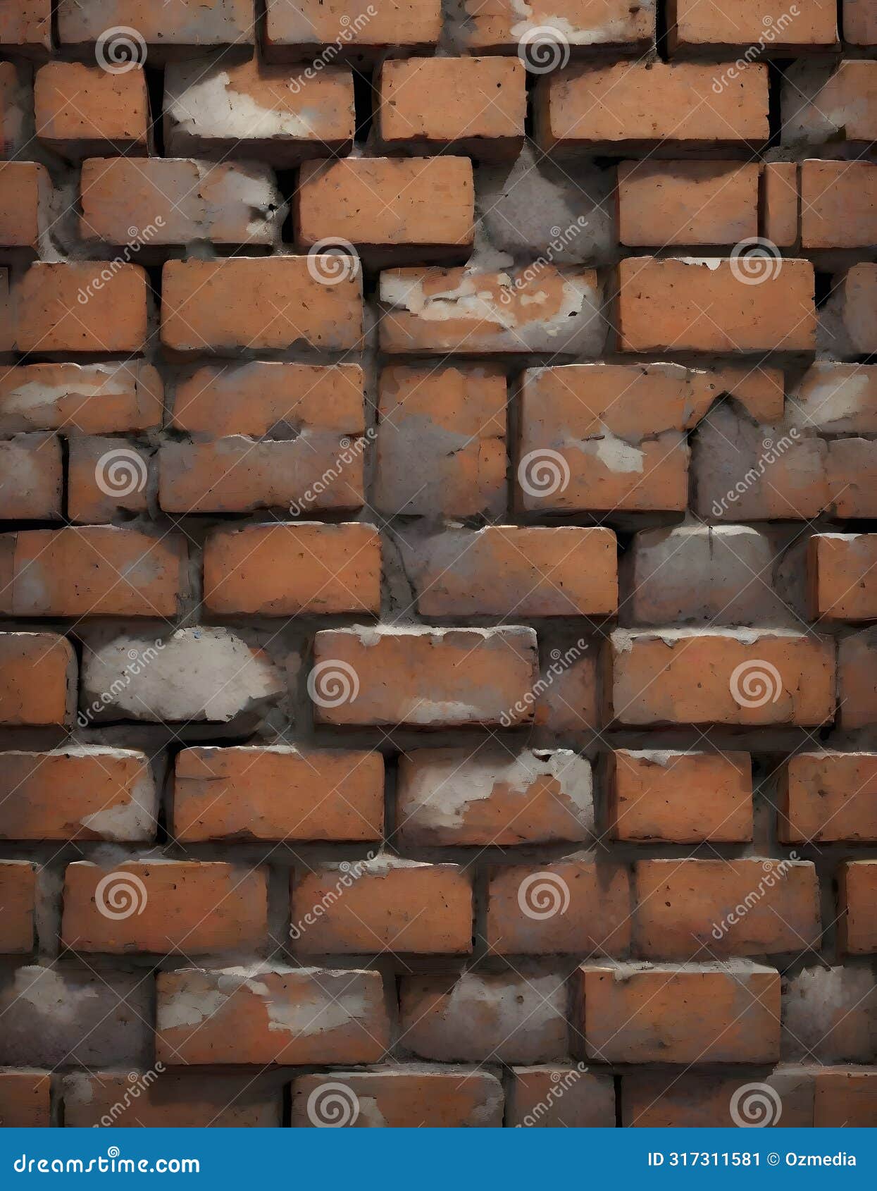 defined brick wall texture with clear outlines and visible mortar, generative ai