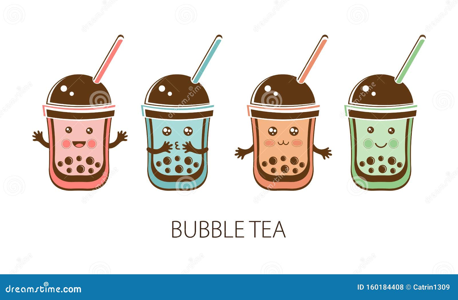 Fofo Kawaii Bubble Tea Bebe Personagens De Desenho Animado