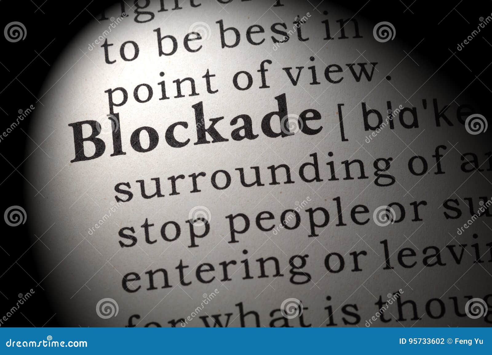 Definition of blockade stock photo. Image of book, definition 95733602
