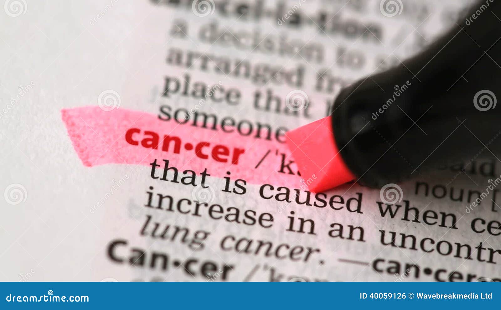Definition of cancer stock footage. Video of paper, letters 40059126