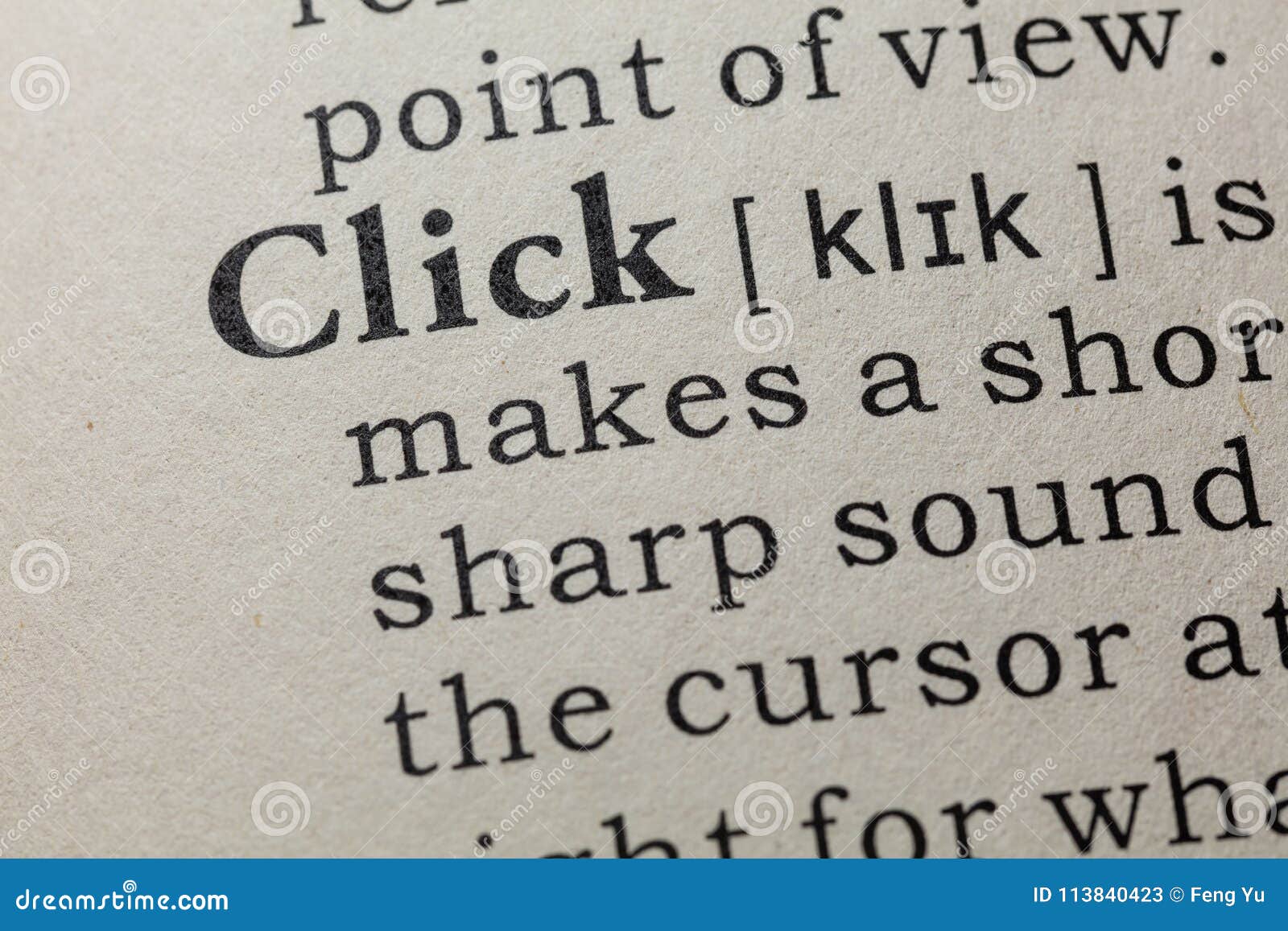 Definition of click stock image. Image of concept, text 113840423