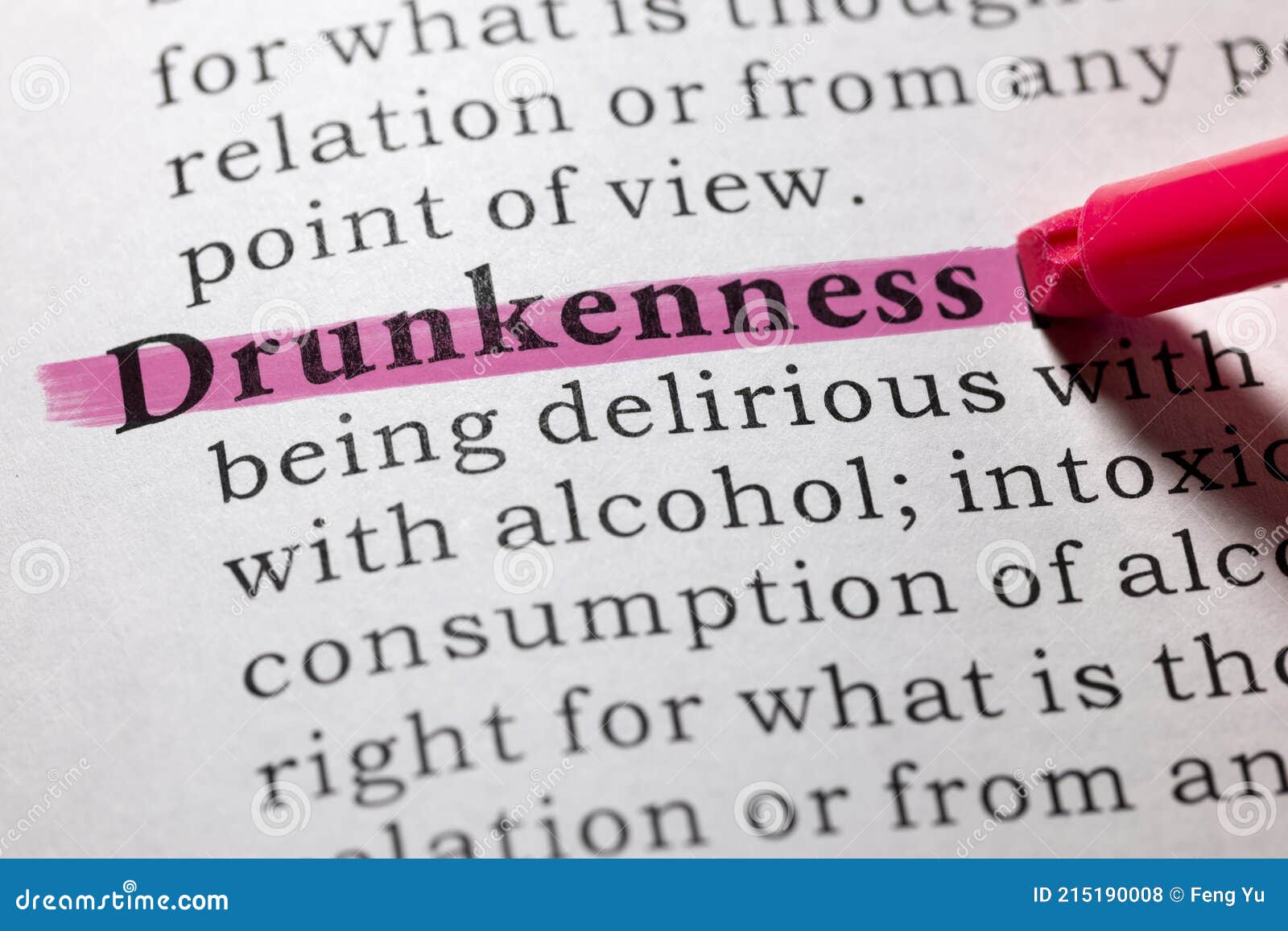 Definition of drunkenness stock photo. Image of closeup 215190008