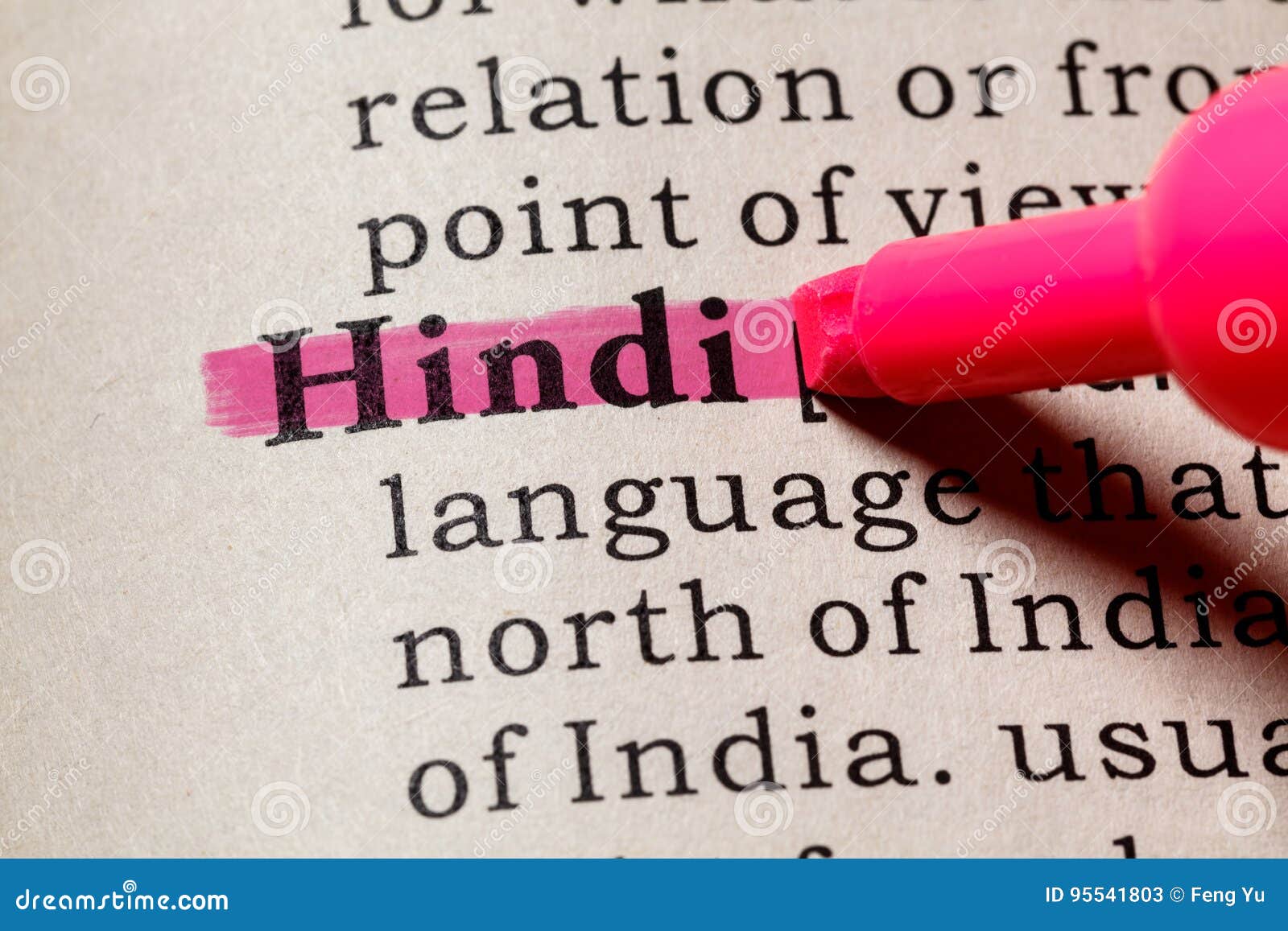 Definition of Hindi stock image. Image of printing, highlighter 95541803